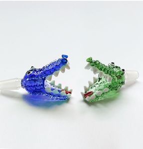 Tigela de vidro Grosso Pyrex Crocodilo 14mm Masculino Verde Azul Animal Herb Tobacco Bowls Bong Piece Joint