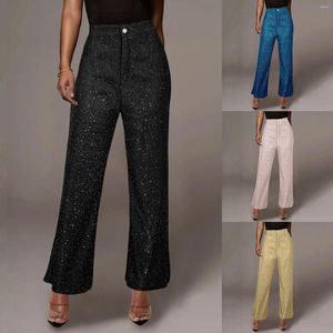 Spodnie damskie 2024 cekin imprezowy moda na zwykłe wysokie wędrówki kobiety lato za dziesiątkę pracy
