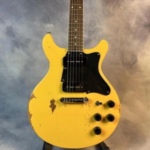 Glow-in-the-Dark Dandan, Plush Maple Top, Peach Body, Rosewood Fingerboard, 6-String Electric Guitar 369