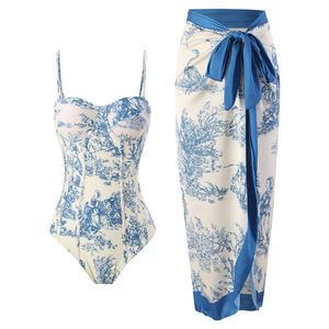 Arxipa vintage bikinis en bit baddräkt för kvinnor brasiliansk gjuten hög midje baddräkt vadderad push up beachwear tryck med cover ups knut bow mode s-2xl