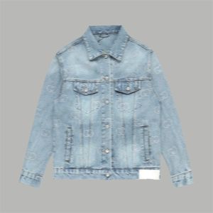 Men's denim jacket designer fashionable and minimalist spring clothes washed blue jacket casual youth heavy work full print presbyopia hot drill