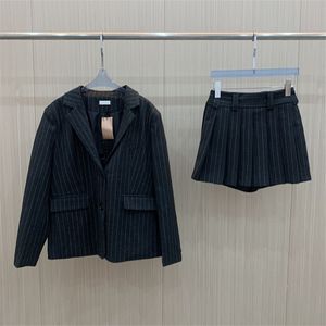 Listrado feminino blazerjacket saia conjunto de luxo designer mulher terno formal manga longa blazers sexy mini saias roupas