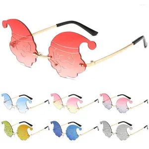 Солнцезащитные очки с разноцветными линзами, рождественские украшения в стиле ретро, аксессуары, очки в форме Санта-Клауса для женщин и мужчин