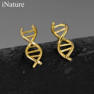Earrings INATURE 925 Sterling Silver Fashion DNA Helix Molecule Stud Earrings For Women Jewelry Scientist Biology Chemistry Teacher Gift
