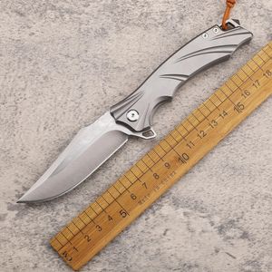 1st Ny A2266 High End Flipper Knife M390 Satin Straight Point Blade CNC TC4 Titaniumlegering Handle Boll Bearing Fast Open Mapp Knives EDC Tools