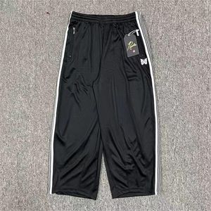 2024 novas calças largas pretas das mulheres dos homens calças de pista oversize sweatpants bordado listra