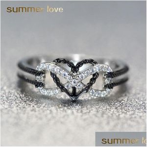Pierścienie klastrowe Znakomite projektant pierścionki biżuterii nieskończony motyw miłości Twotone Anchor Vert Obiecing Wedding zaręczynowy pierścionek zaręczynowy dla kobiet gif dhqi2