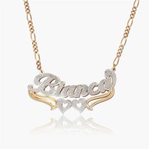 Halsband Personligt guldnamn Halsband Anpassad dubbelpläterad typskylt rostfritt stål smycken guldhänge för kvinnor