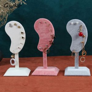 Espositore per orecchini in microfibra alla moda con perno Espositore per orecchini Espositore per gioielli con clip per orecchio a forma di orecchio