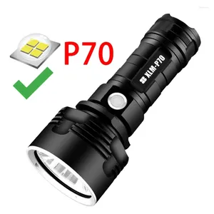 Latarki pochodni XHP70 LED LASHLIGHT TAKTICAL TORCH ATHARGET ATHARGUBLATED LIMPA LAMPĘ LAMPĘ Ultra Bright Lantern Camping