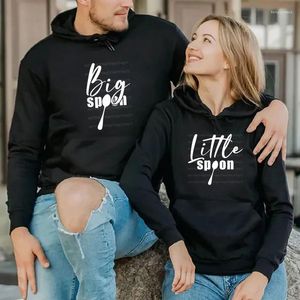 Womens Hoodies Big Spoon Little Print Couples Fashion Honeymoon Matching Hooded Casual Long Sleeve Women Men Pullovers Tracksuits