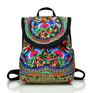 School Bags Floral Print Ethnic Backpack Purse For Women Anti Theft Fashion Embroidery Mini Back Pack Shoulder Bag