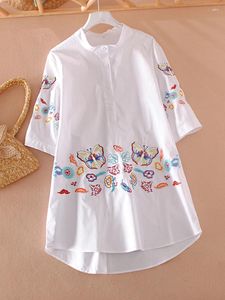 Women's Blouses SuperAen 2024 Spring Stand Collar Loose Casual Embroidered Flower High End Design Chinese Style Shirt