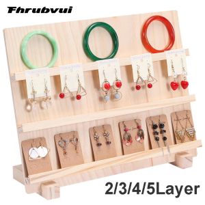 Stud 2/3/4/5 Layer Wooden Ear Stud Holder Earring Stand Display Rack Jewelry Stand Display Holder Rack Tower