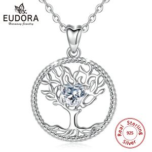 Tartışmalar Eudora Sterling Silver Tree Life Kolye Kolye Gümüş Doğa Ağacı Cazibe Kolyeleri Kristal CZ ile Doğum Günü Hediyesi D447