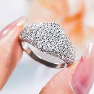 Sparkling Wedding Rings Luxury Jewelry 925 Sterling Silver Pave White Sapphire CZ Diamond Gemstones Party Promise Elegent Women Bridal Open Finger Ring Gift