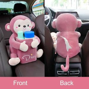 Tissue Boxes Napkins 1 Pcs Cute Cartoon Animals Car Tissue Box 2 In 1 Car Garbage Can Car Seat Creative Multifunctional Car Interior Accessories Q240222