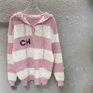 Autumn Sweater Women Knit Top Jumper Pink Striped Knit Pullover Hoodie Embroidered Letter Warm Comfort Autumn Sweaters Womens Designer Clothing