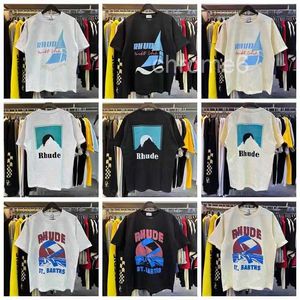 24ss rhude erkek tişört yüksek kaliteli Tess tasarımcısı gündelik moda kısa kollu Avrupa Amerika erkek kadınlar yuvarlak boyun tshirts beden fg9z