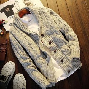 남자 스웨터 남성 스웨터 코트 캐주얼 두꺼운 가디건 버튼 업 순수한 컬러 청키 니트 패션 의류 후드