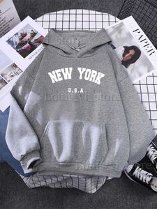Kvinnor Hoodies Sweatshirts New York City USA Tryckt kvinnliga tröja överdimensionerade Pocket Street Pullover Allmath Simple Sportswear Sopa Casual Female Hoodies T24022