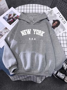 Moletons femininos moletons do New York City EUA Impressa Mulheres Moletom Sorto Oversize Pocket Street AllMath Simples Sportswear Casual Soft Casual Feminino T24022