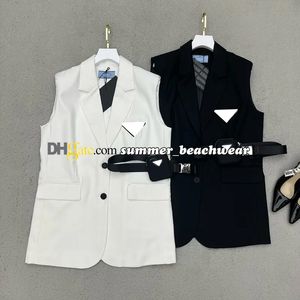 Designer-Tankjacke, ärmellose Weste, Jacke, Anzugjacke, tragen Sie einen Gürtel, Damen-Sommer-Business-Blazer