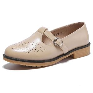 Women's Oxford Jane Mary Leather TRULAND Shoes - One Step T-strap Loafers Casual Closed Toe Formal Flat Shoes, Suitable for Office Work 416 Tstrap , 5