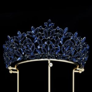 Smycken barock lyxig kristall brud tiaras kungliga drottning kronor för kvinnor strassmantel diadem slöja tiara bröllop hår tillbehör