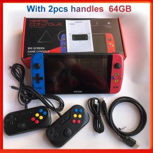 PS1/CPS/NES 7 inç el tipi klasik taşınabilir oyun konsolu için 2 gamepad 64GB 5000 ücretsiz oyunlarla PS7000 oyun konsolu