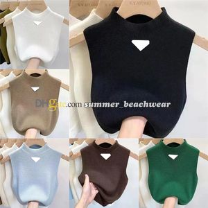 Women Knits Vest Sleeveless Thin Tank Top Metal Badge Knit Shirt Sexy Sports Tops T Shirts