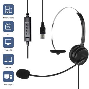 Kopfhörer/Headset, Telefon-Headset, Call-Center-Betreiber, USB-schnurgebundener offizieller Kopfhörer mit Mikro für Computer, Laptop, PC, Gaming, Business-Headset