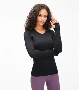 2024 Новинка весны, новая женская спортивная футболка с длинными рукавами и круглым вырезом, топ для бега, фитнеса, тонкий дышащий топ для йоги с длинным рукавом