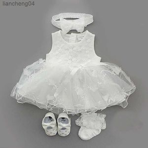 Vestidos da menina recém-nascido bebê menina vestido roupas 0 3 6 meses vestidos brancos infantil tutu bodysuit roupas de festa branco batismo vestido sapatos conjunto