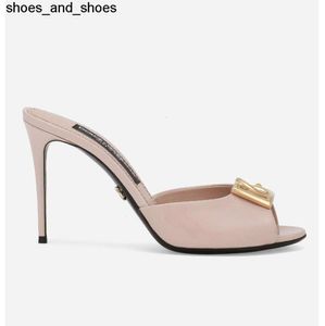 Luxury Women Keira Sandals Shoes Patent Leather Mules Nude Green Black Open Toe High Heels Sexy Lady Walking