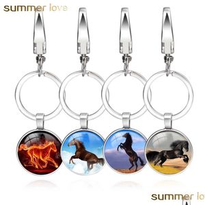 Nyckelringar Försäljning 9227mm Round Eloy Class Horse Time Keychain Bohemian Jewelry Fantasy Animal Par Keychains GENTER FÖR WOME DHGARDEN DHQC1