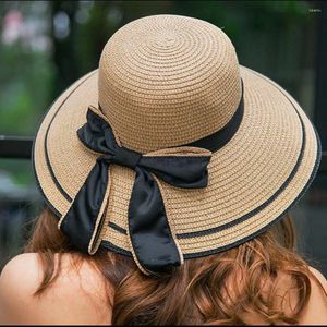 Chapéus de borda larga Bowknot Floppy Hat Cap Big Sun Beach Verão Dobrável Mulheres Bonés de Beisebol Menino