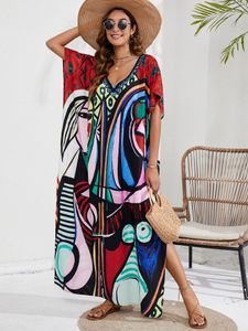 Casual Dresses Printed beach cover up vacation beach skirt bikini sun protection jacket, outer cover up