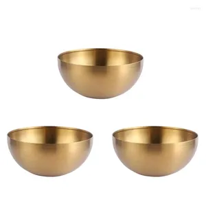 Bowls 3X Large Capacity Stainless Steel Salad Korean Soup Rice Noodle Ramen Bowl Kitchen Container Gold 15X7CM