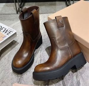 2024 Boots Women Winter Boots عالية الجودة مصمم العلامة التجارية Fahsion Boots Long Boots أحذية جلدية حقيقية نساء أحذية المرأة أحذية Miui