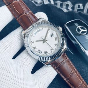 Moda de luxo clássico à prova d'água homens Daydate relógio algarismos romanos safira 41mm calendário semanal aço inoxidável casual negócios relógios de pulso automáticos