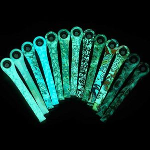 Tubi colorati in silicone a lunga luminescenza con ciotola in metallo Pipa ad acqua infrangibile con motivo luminoso in silicone per fumo di tabacco