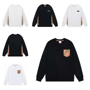 Tasarımcı Lüks Burberyity Classic Hoodie Patchwork Ekose Sweatshirt Yuvarlak Boyun Kazak Hip Hop Top Erkek ve Kadın Günlük Kapüşonlu