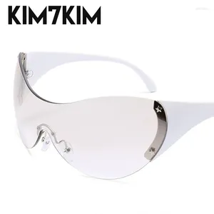 Sonnenbrille Übergroße Randlose Y2k Star Damen 2024 Trending Punk One Piece Sonnenbrille Herren Sportbrille Futuristische Ski Sonnenbrille