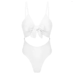 Kadın Mayo 1 PCS Kadın Seksi Monokini Mayo Omuz Kayışı Sırtsız Bowknot Boş Dış Yastıklı Mayo Kıyısı Plaj Giysükleri Bodysuits