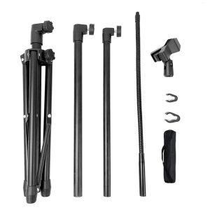 Converter Floor Black Adjustable Height Microphone Stand Professional Practical Detachable Metal with Storage Bag for Singing Non Slip