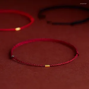 Charm Bracelets Fashion Handmade Gold Color Beads Red Rope Lucky Bangles Length Adjust Circle For Women Men Lovers' Gift