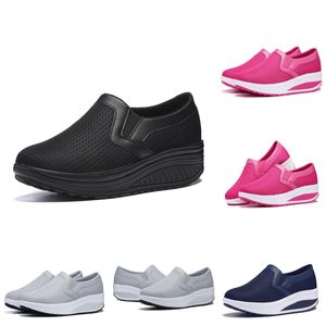 Uomo Donna Scarpe da corsa sportive Mesh traspirante di alta qualità Triple Nero Blu navy Rosa Outdoor Aumento Runners Sneakers Taglia 35-41 WQLACHS003