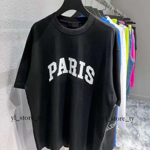 Balencigaly fransa trend paris pamuk karışımı t shirt b harfi baskılı erkekler grafik kollu 2b giyim gündelik tasarımcı marka erkekler balencaigaly mürettebat 5663