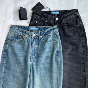 Metal Badge Jean Pants Women Casual Straight Jeans Vintage Style Blue Jeans Spring Summer Denim Pants